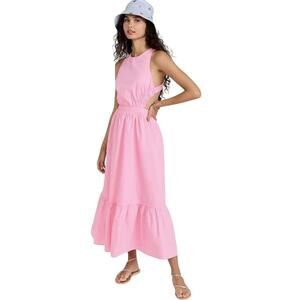 English Factory Cutout Strappy Pink Maxi Dress Womens Size M Sundress Full Skirt